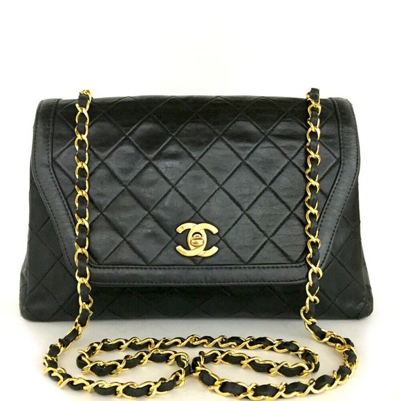 CHANEL Handbags - Vintage CHANEL Quilted Matelasse CC Logo Lambskin Chain Shoulder Bag